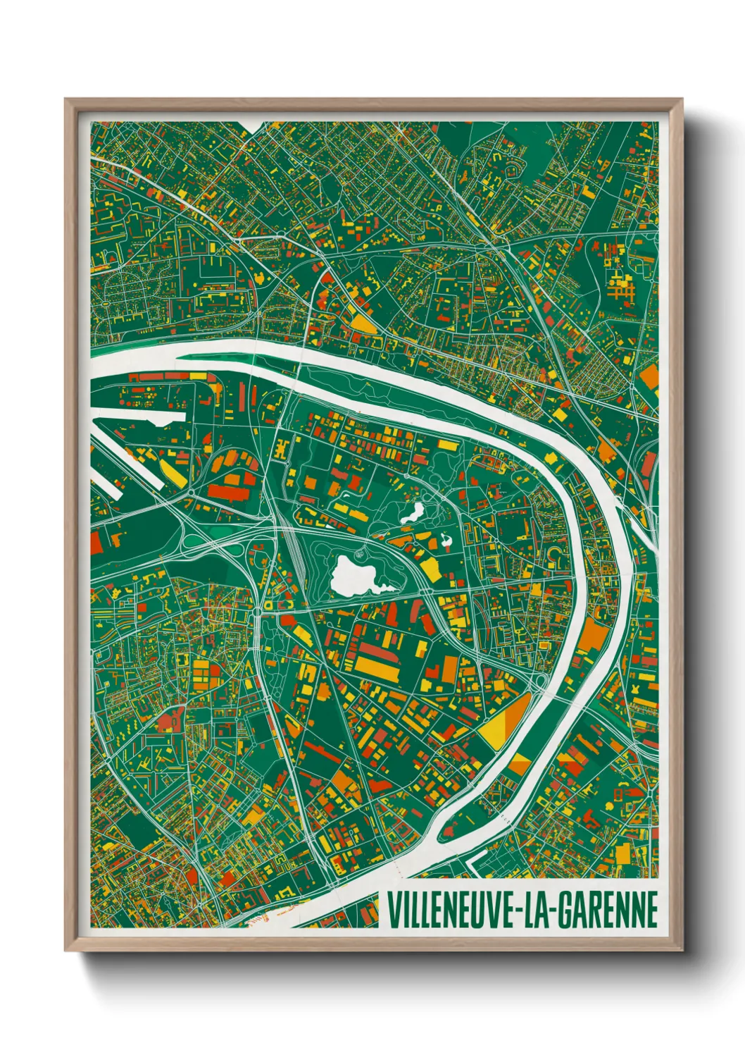 Une affiche de carte sur Villeneuve-la-Garenne