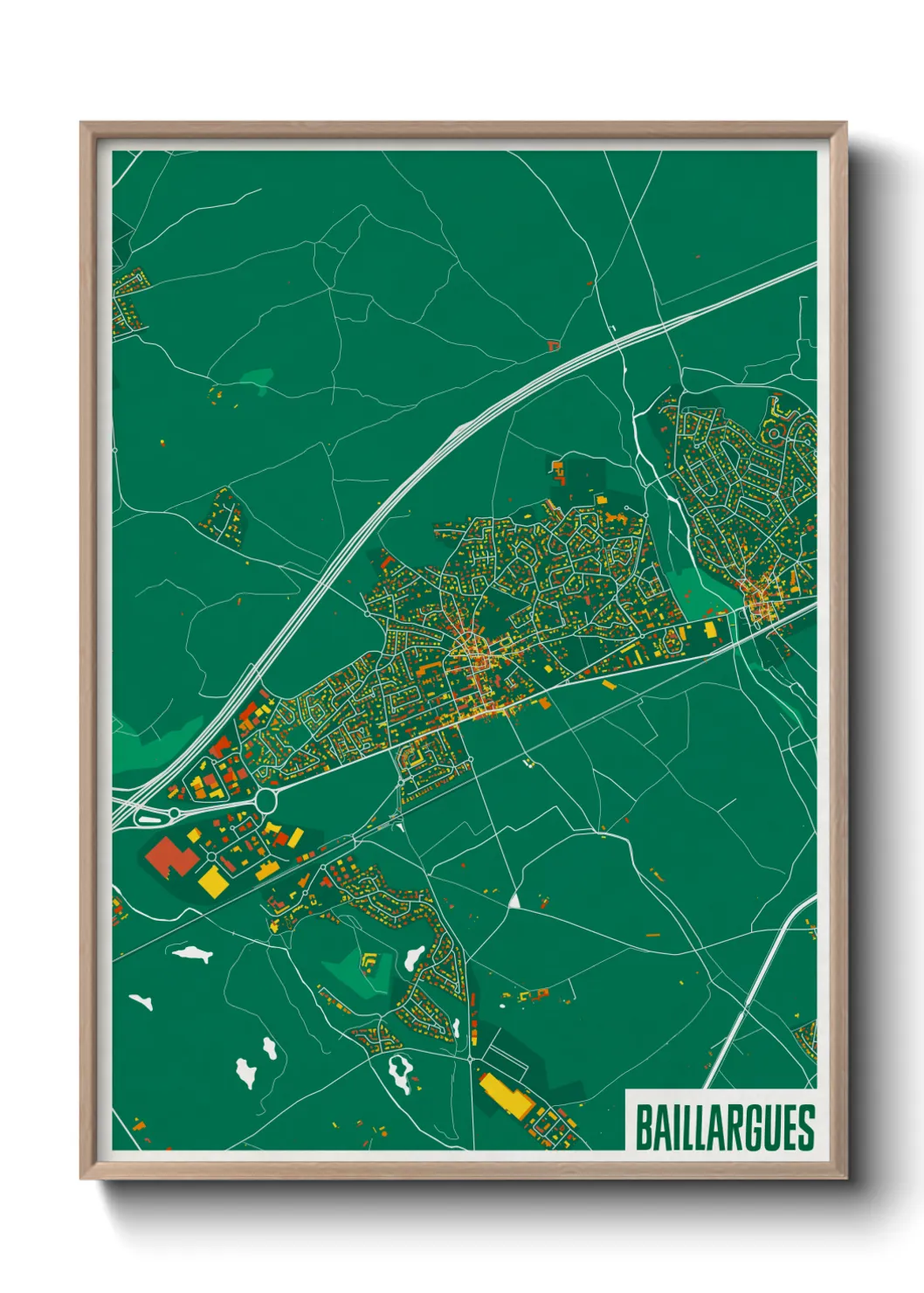 Une affiche de carte sur Baillargues