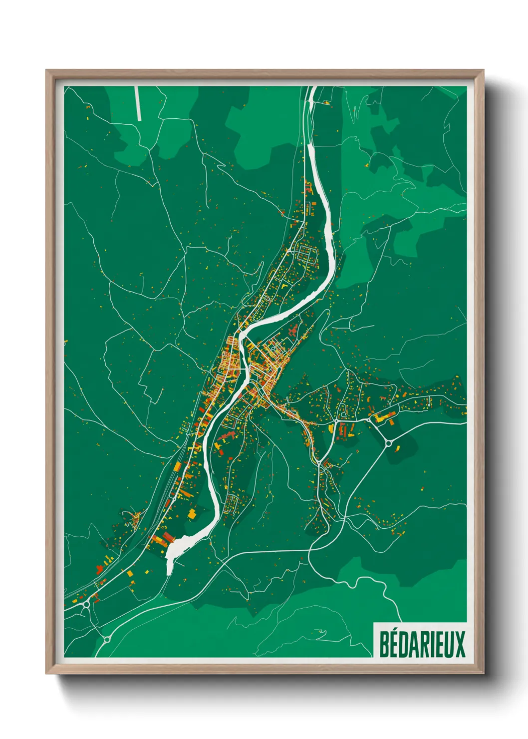 Une affiche de carte sur Bédarieux