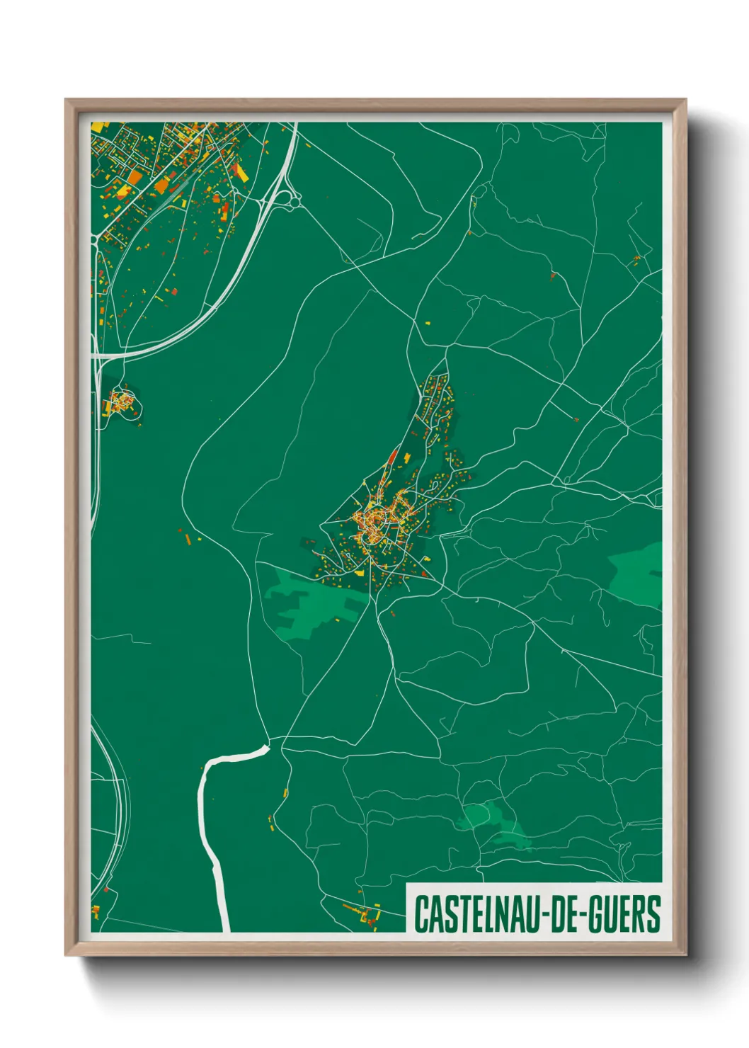 Une affiche de carte sur Castelnau-de-Guers