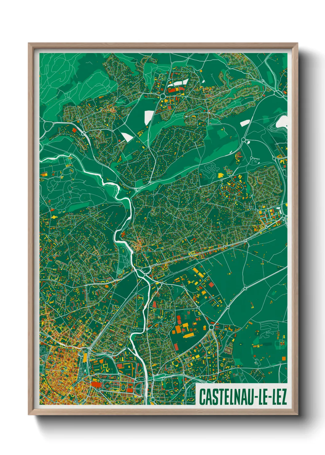 Une affiche de carte sur Castelnau-le-Lez