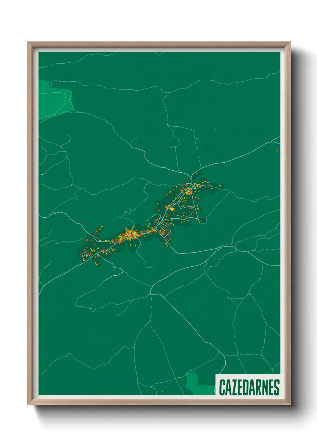 Une affiche de carte sur Cazedarnes