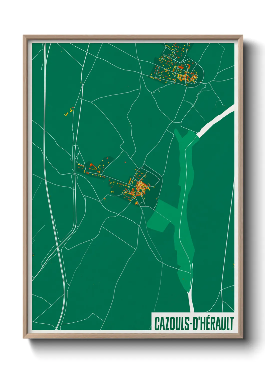Une affiche de carte sur Cazouls-d'Hérault