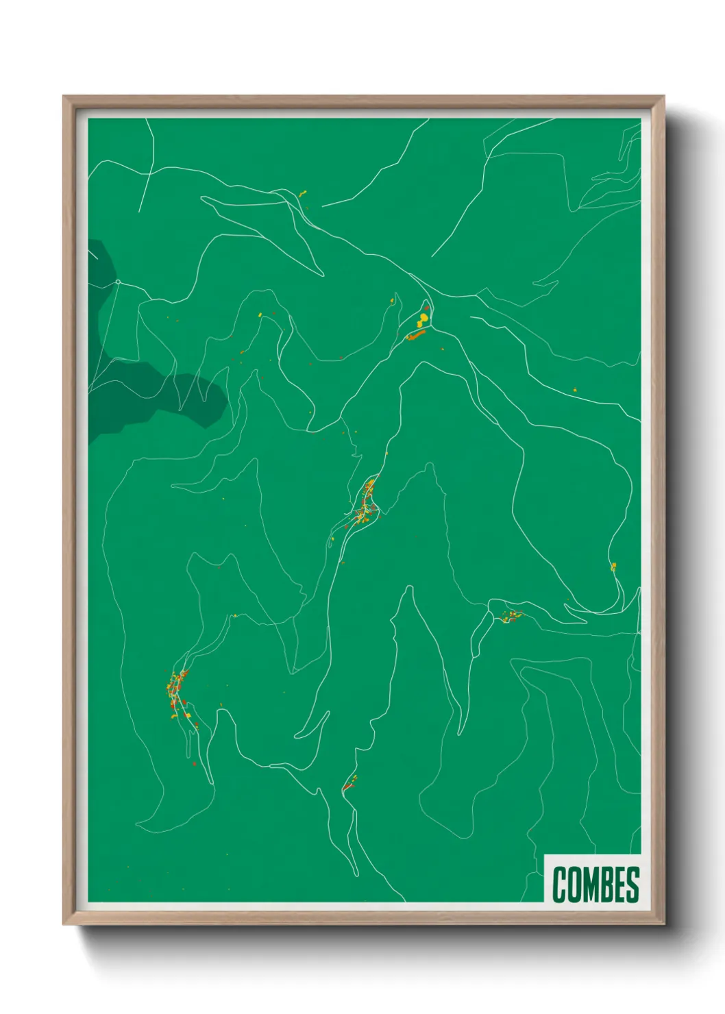 Une affiche de carte sur Combes