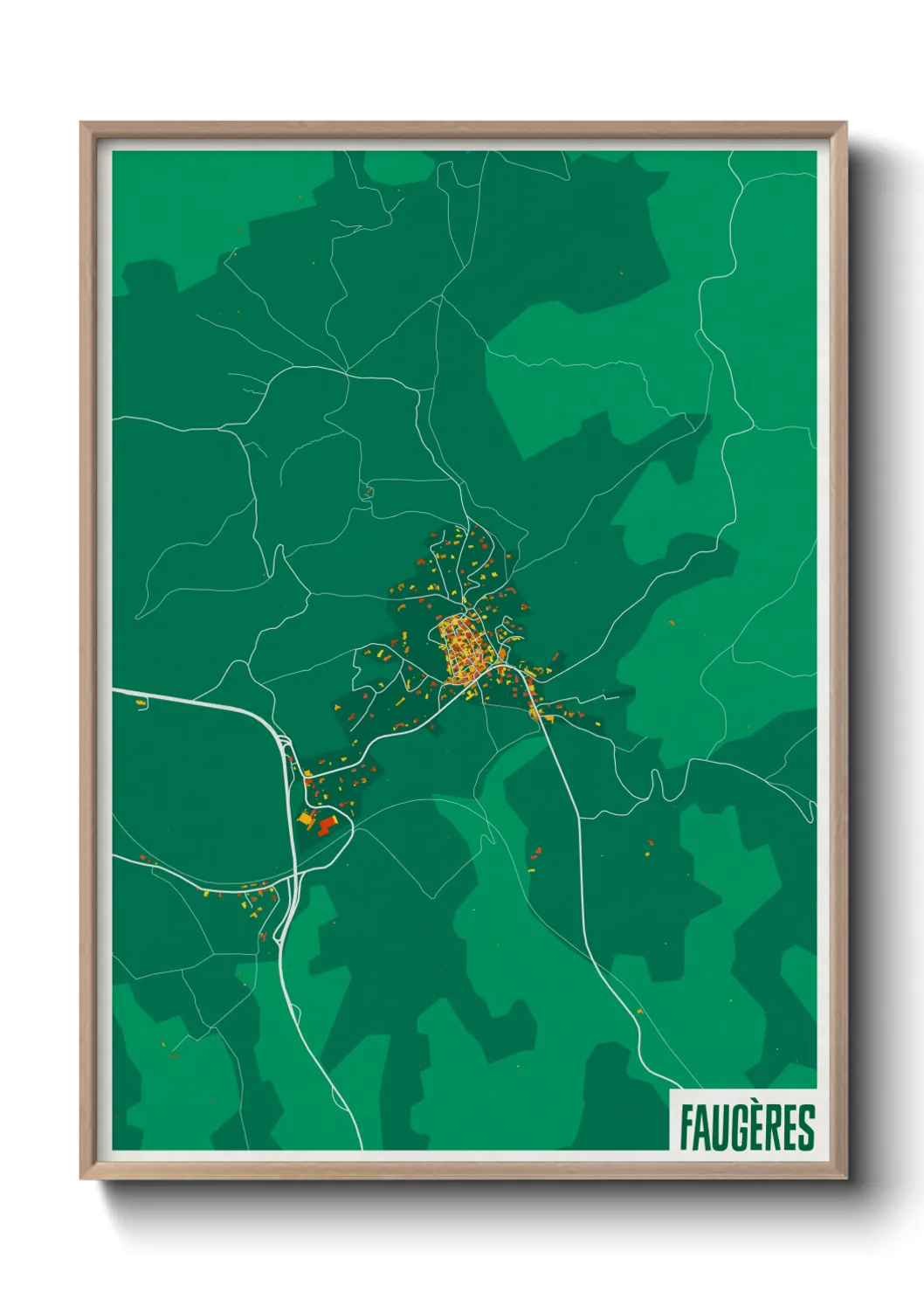 Une affiche de carte sur Faugères