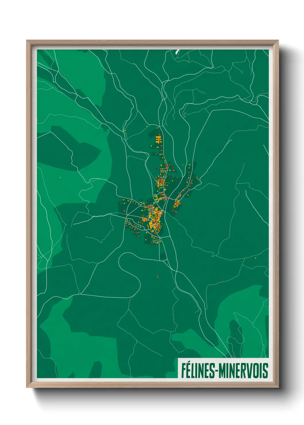 Une affiche de carte sur Félines-Minervois