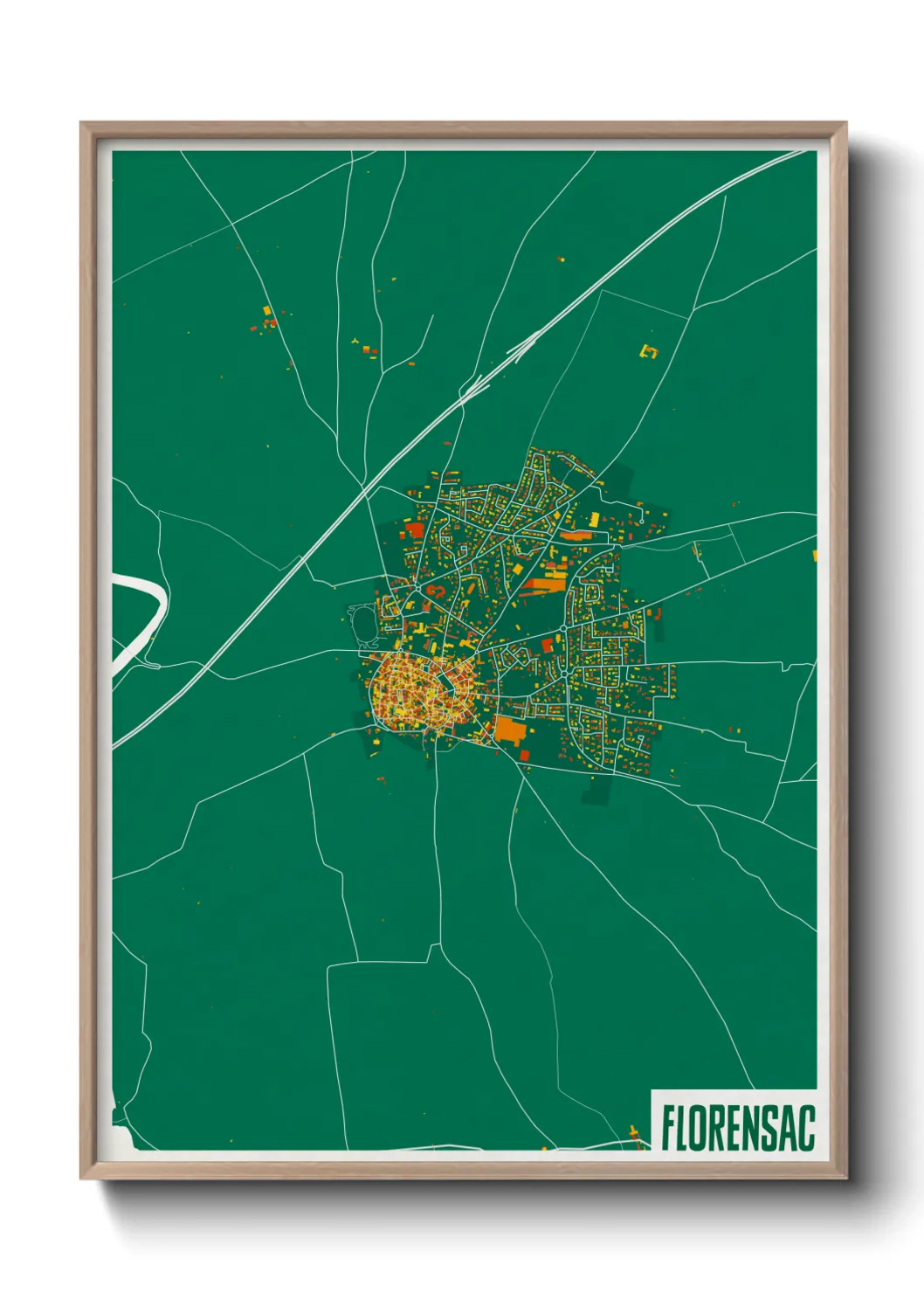 Une affiche de carte sur Florensac