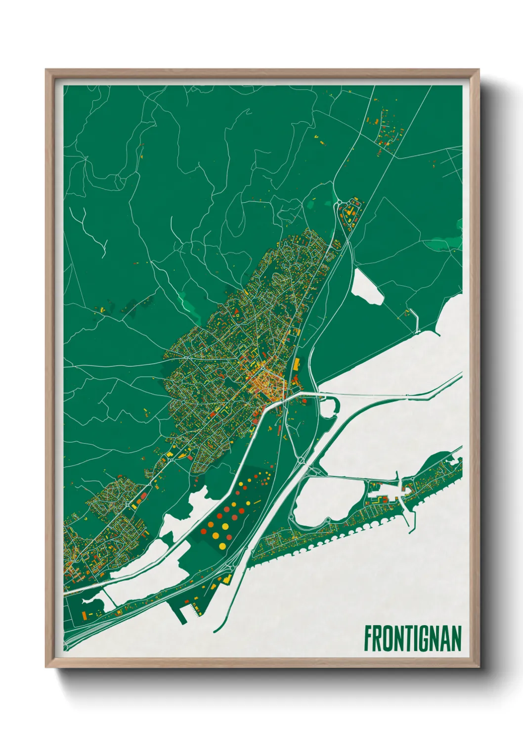 Une affiche de carte sur Frontignan