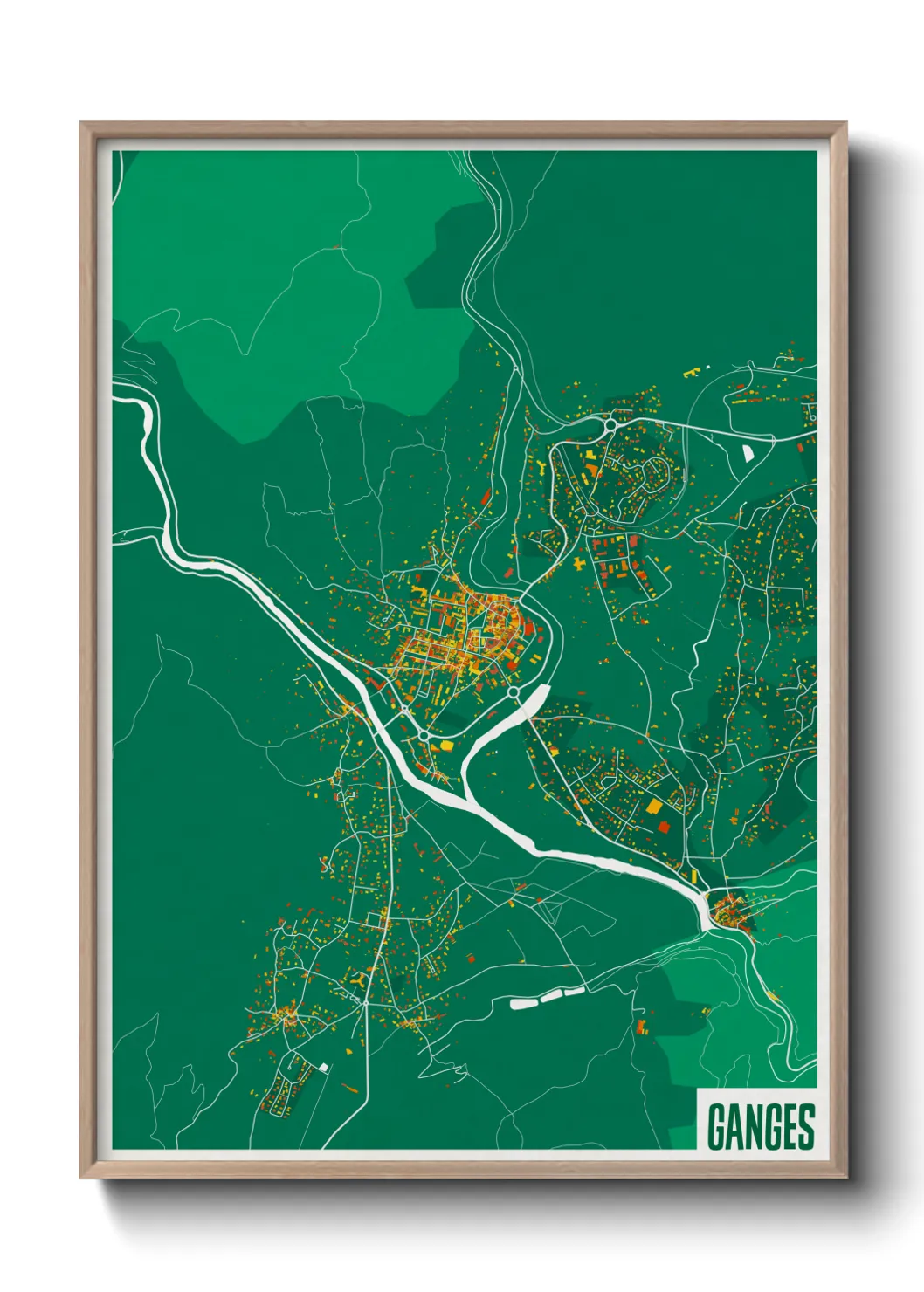 Une affiche de carte sur Ganges