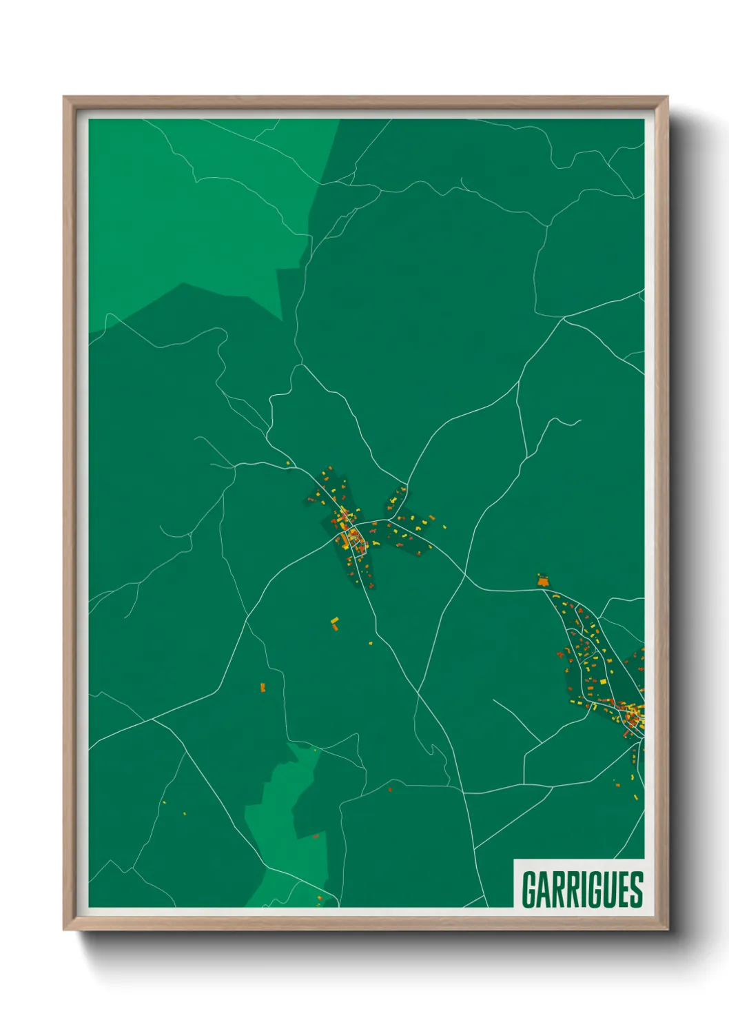 Une affiche de carte sur Garrigues