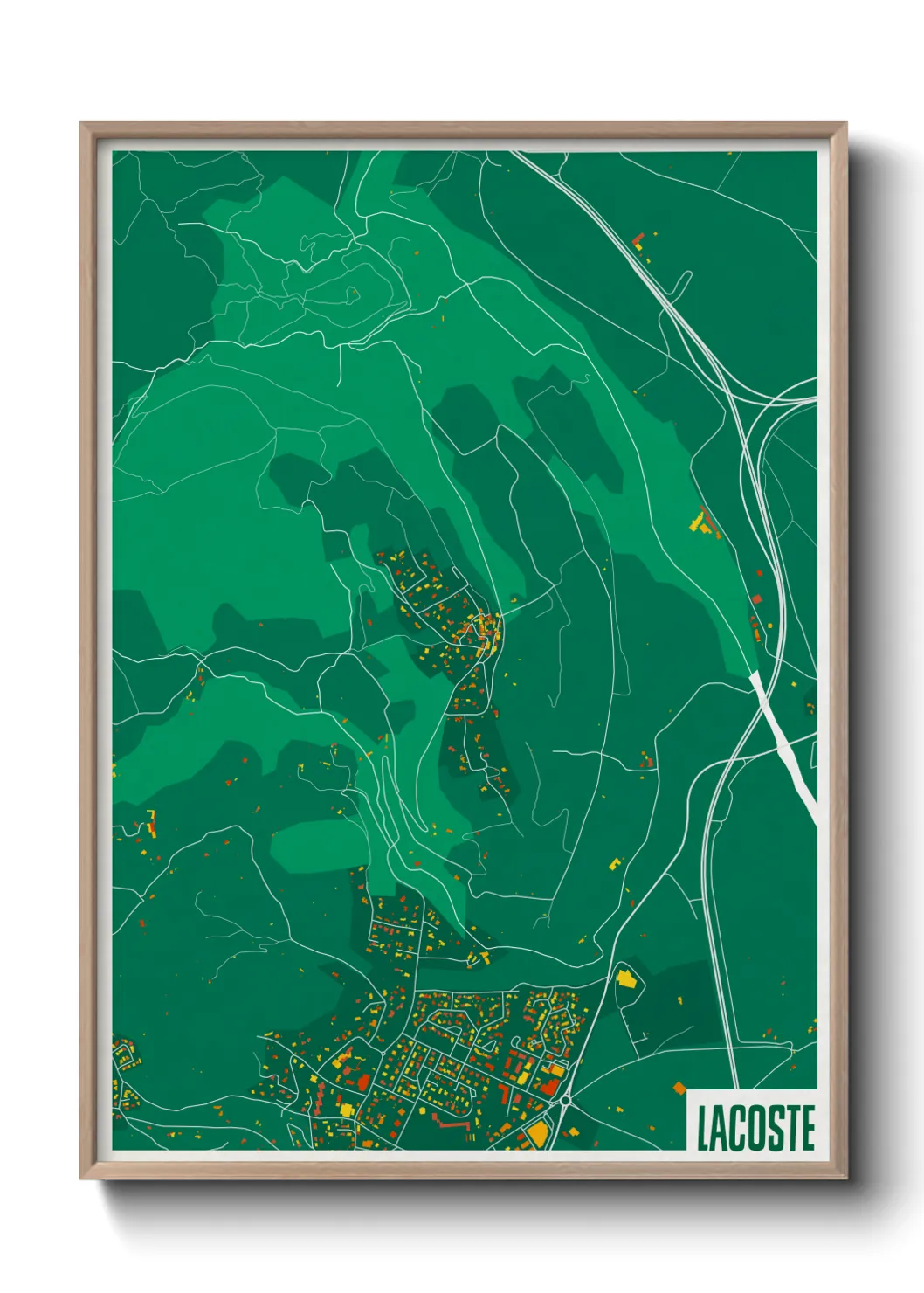 Une affiche de carte sur Lacoste