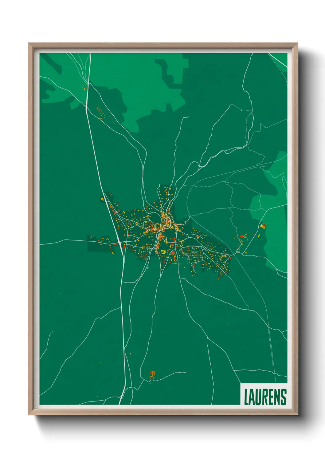 Une affiche de carte sur Laurens