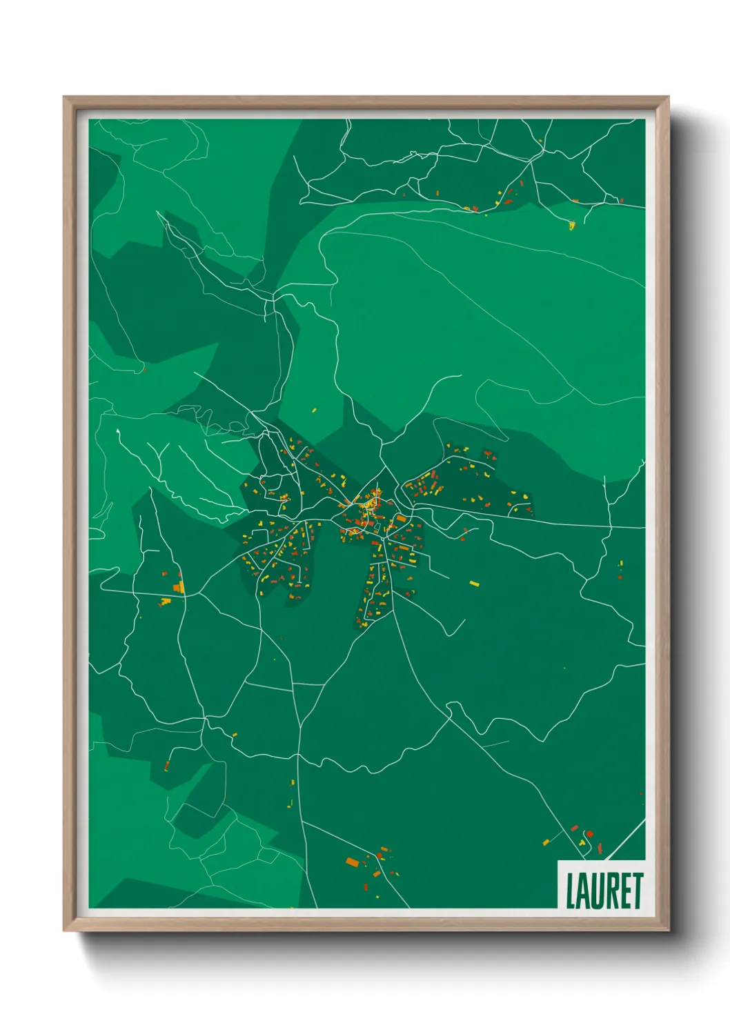 Une affiche de carte sur Lauret
