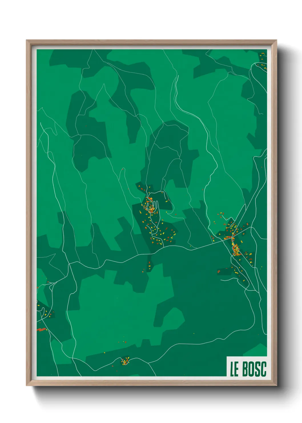 Une affiche de carte sur Le Bosc