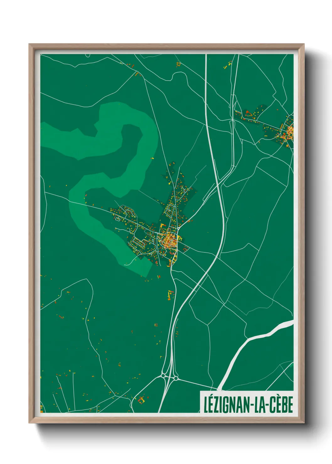 Une affiche de carte sur Lézignan-la-Cèbe