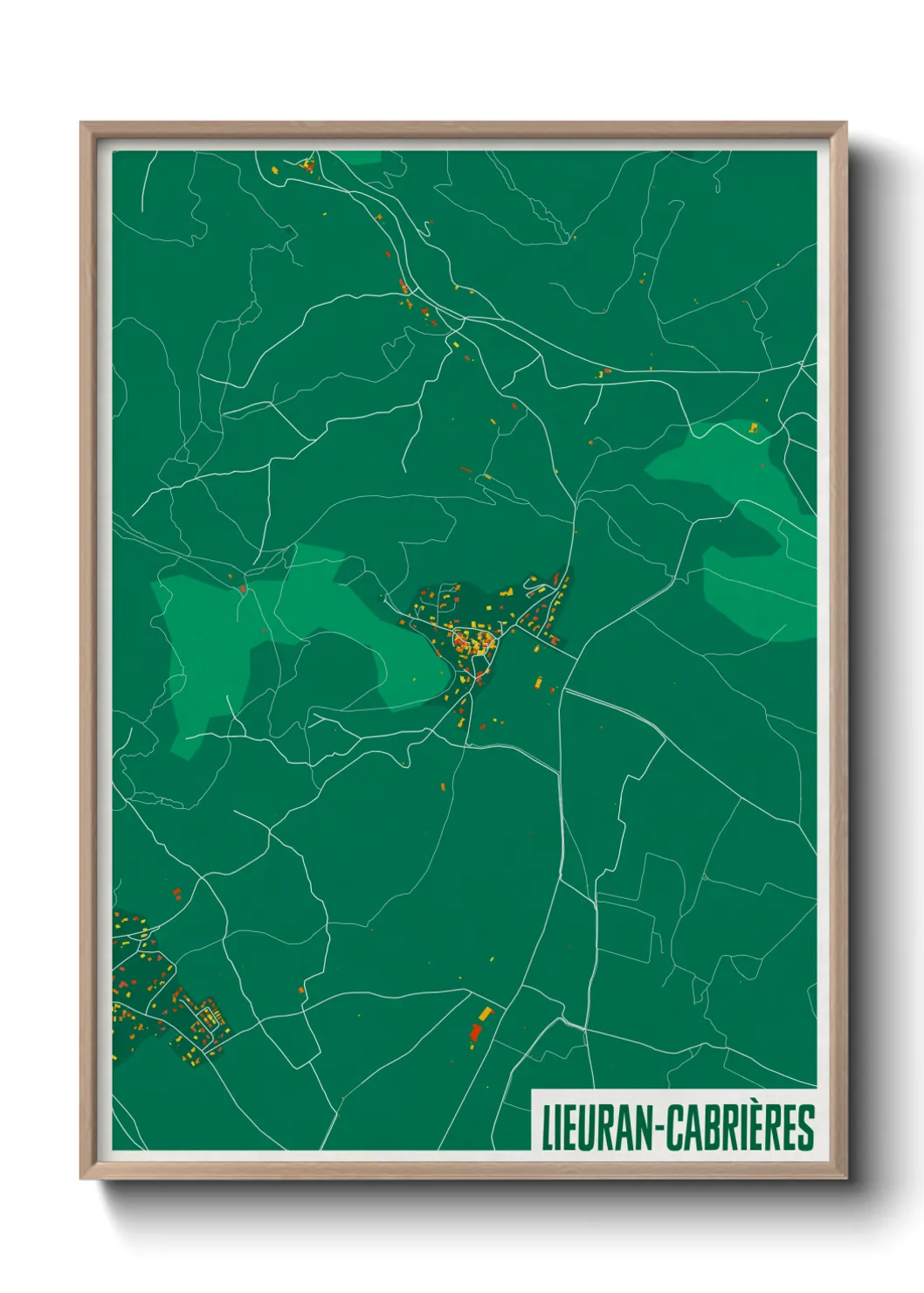 Une affiche de carte sur Lieuran-Cabrières