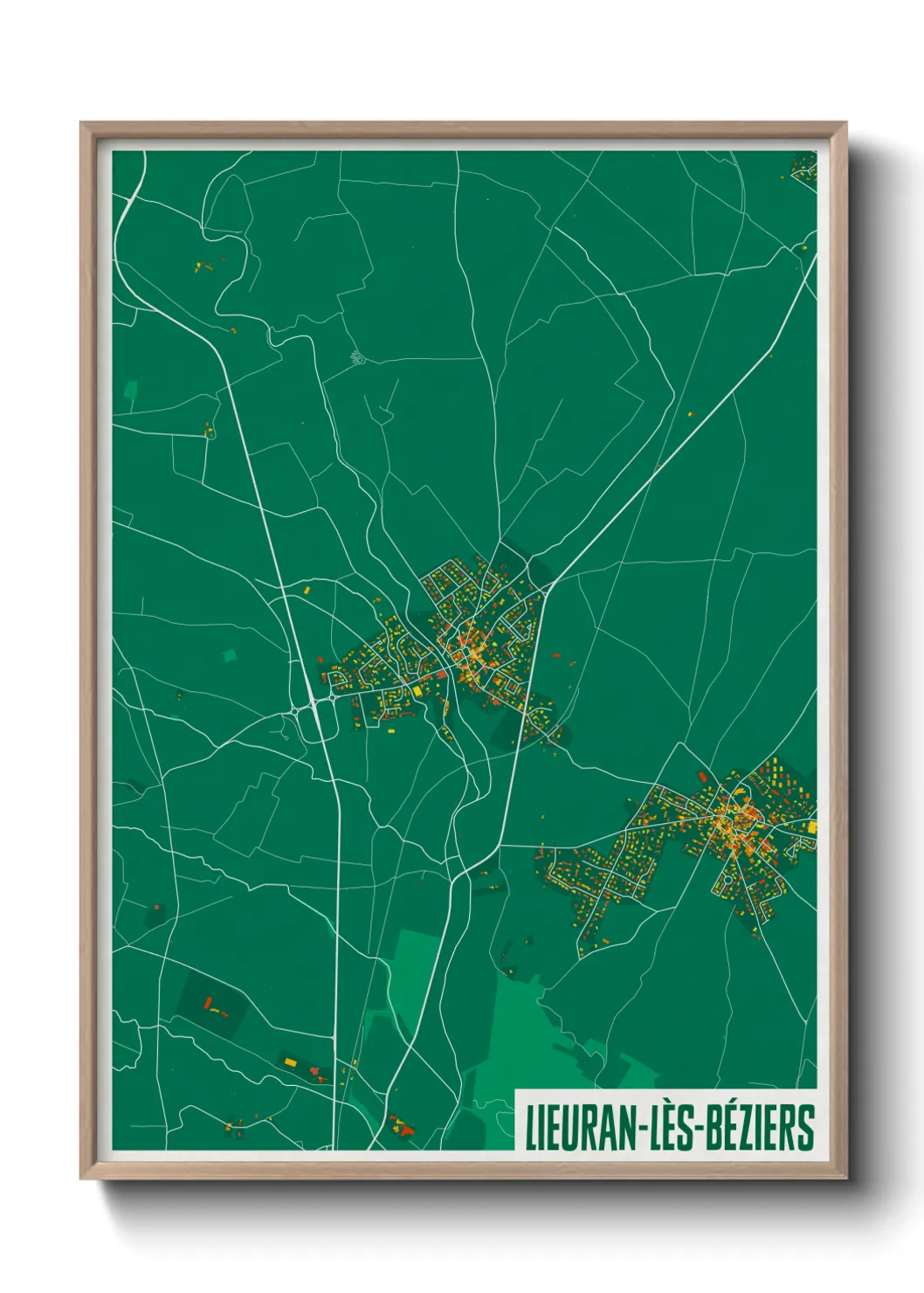 Une affiche de carte sur Lieuran-lès-Béziers