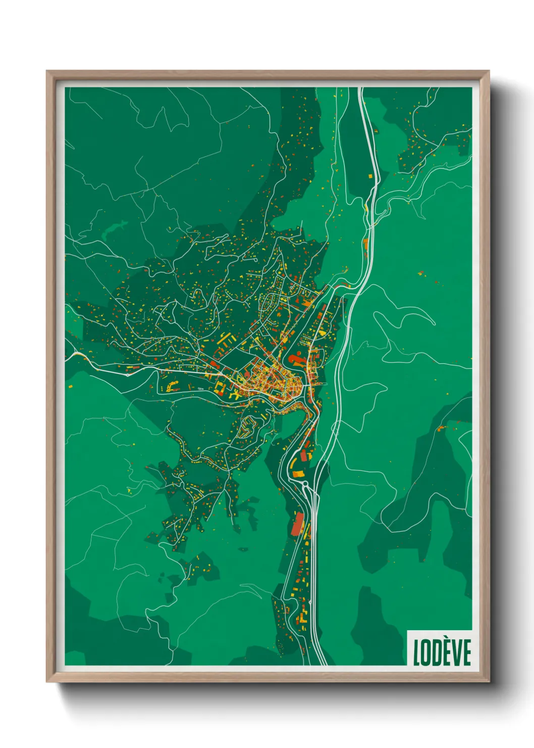 Une affiche de carte sur Lodève