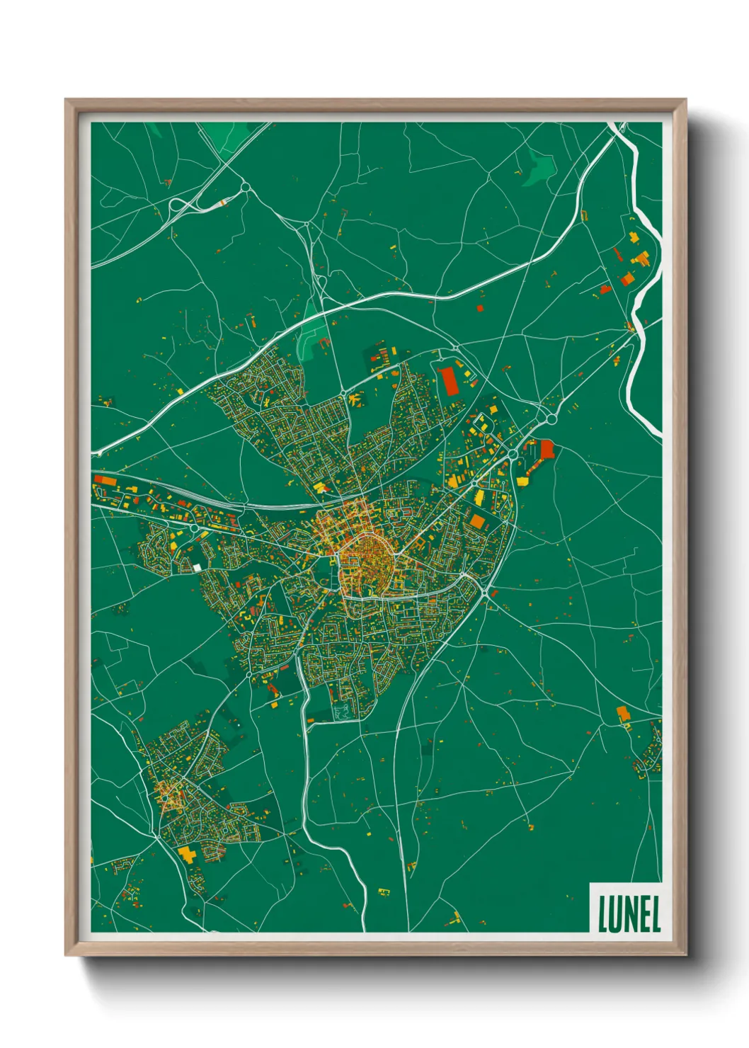 Une affiche de carte sur Lunel