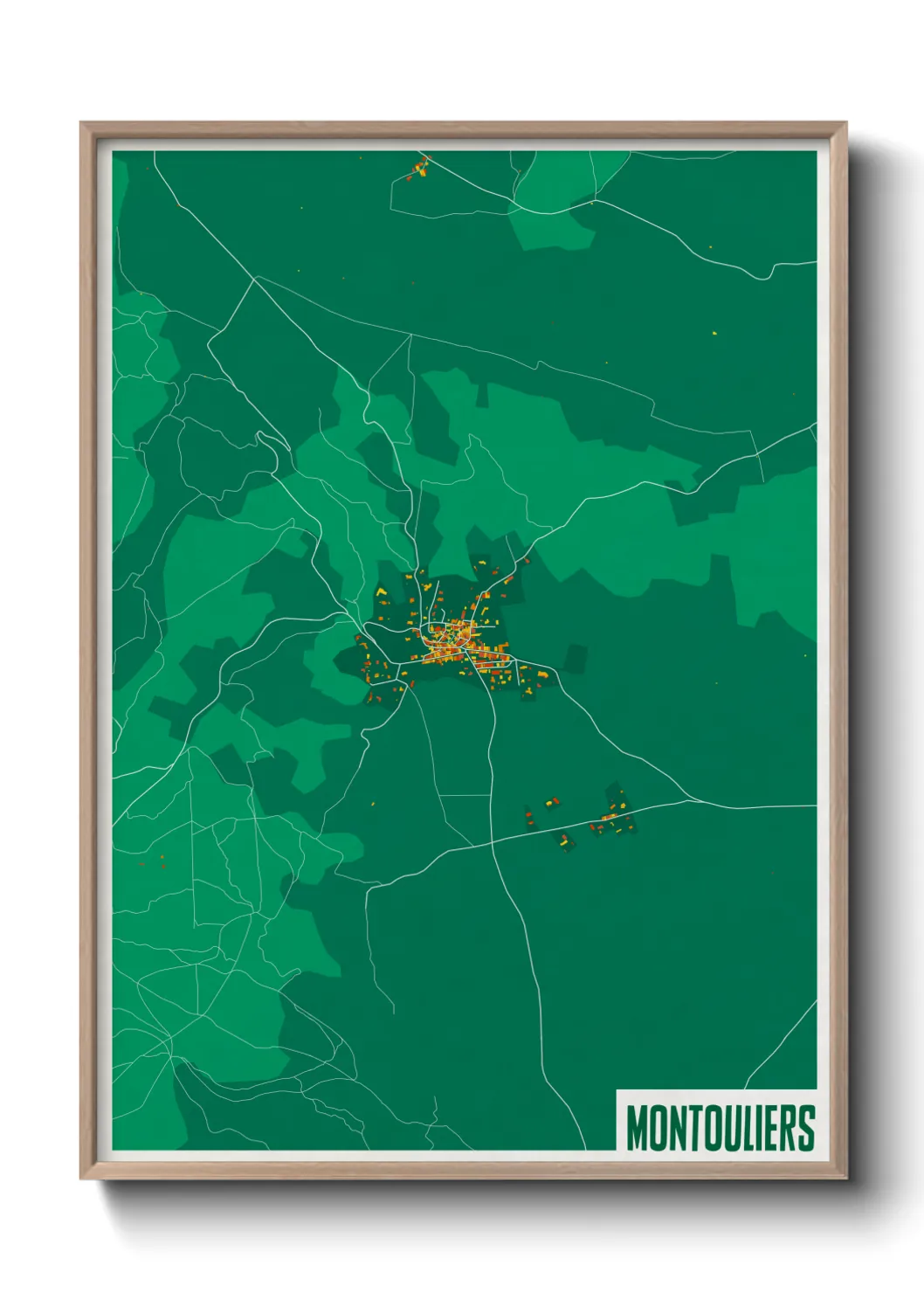 Une affiche de carte sur Montouliers