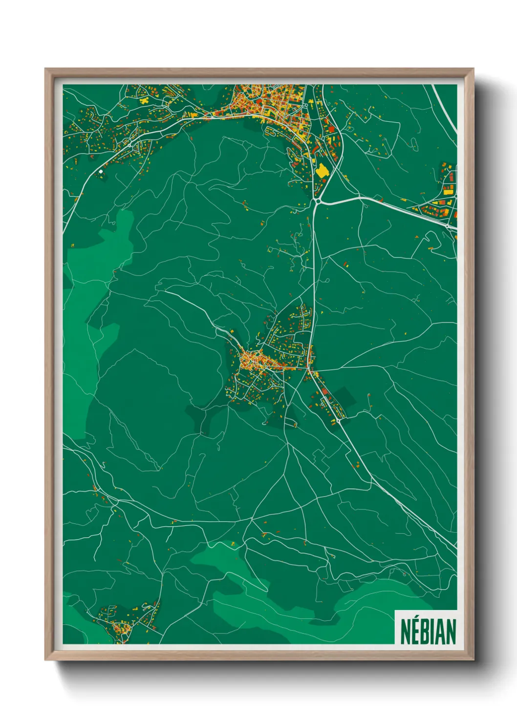 Une affiche de carte sur Nébian