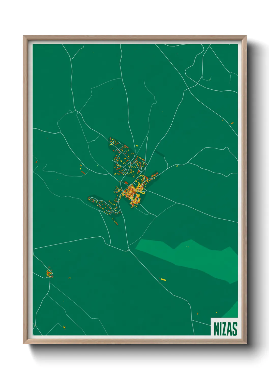 Une affiche de carte sur Nizas