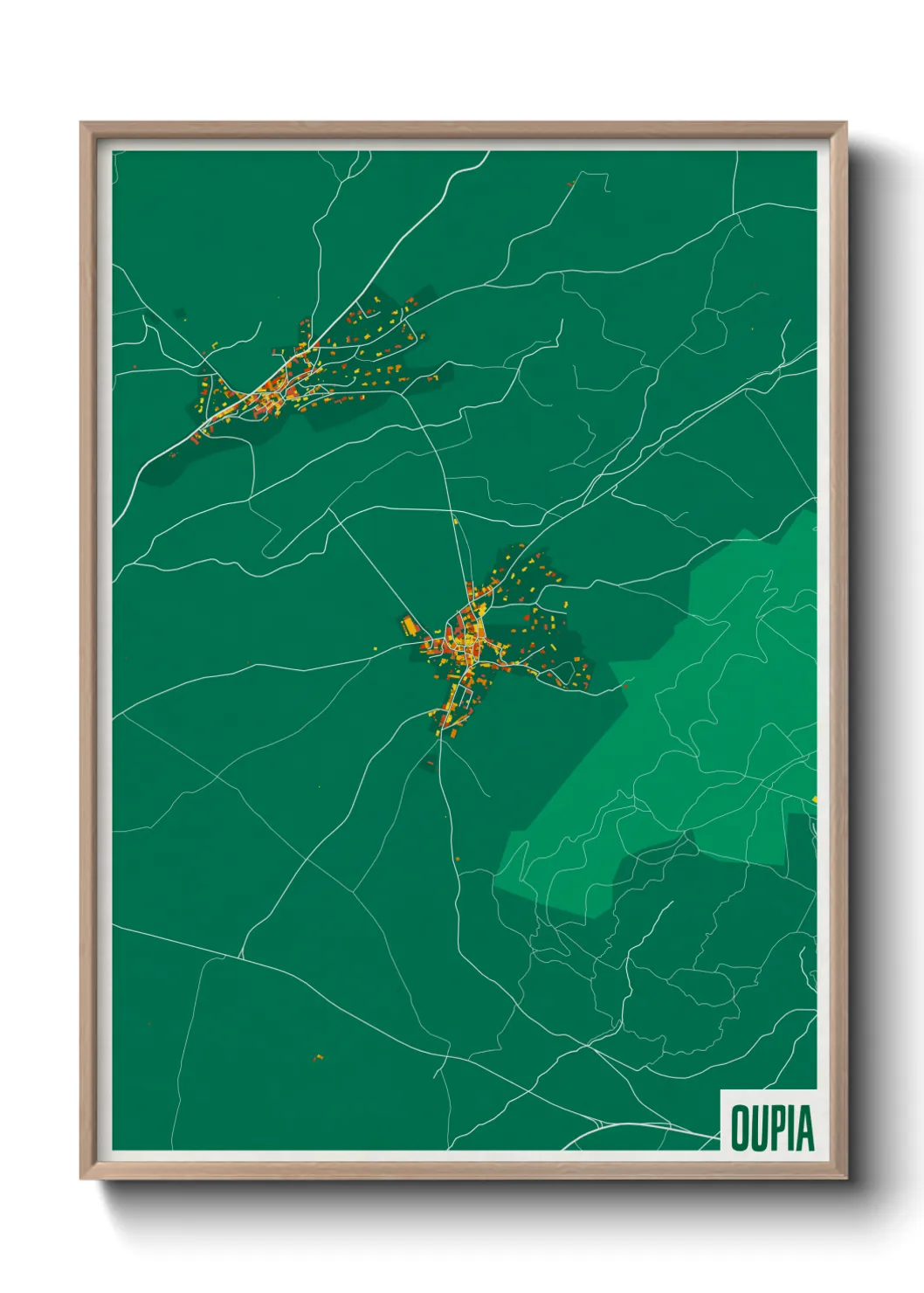 Une affiche de carte sur Oupia