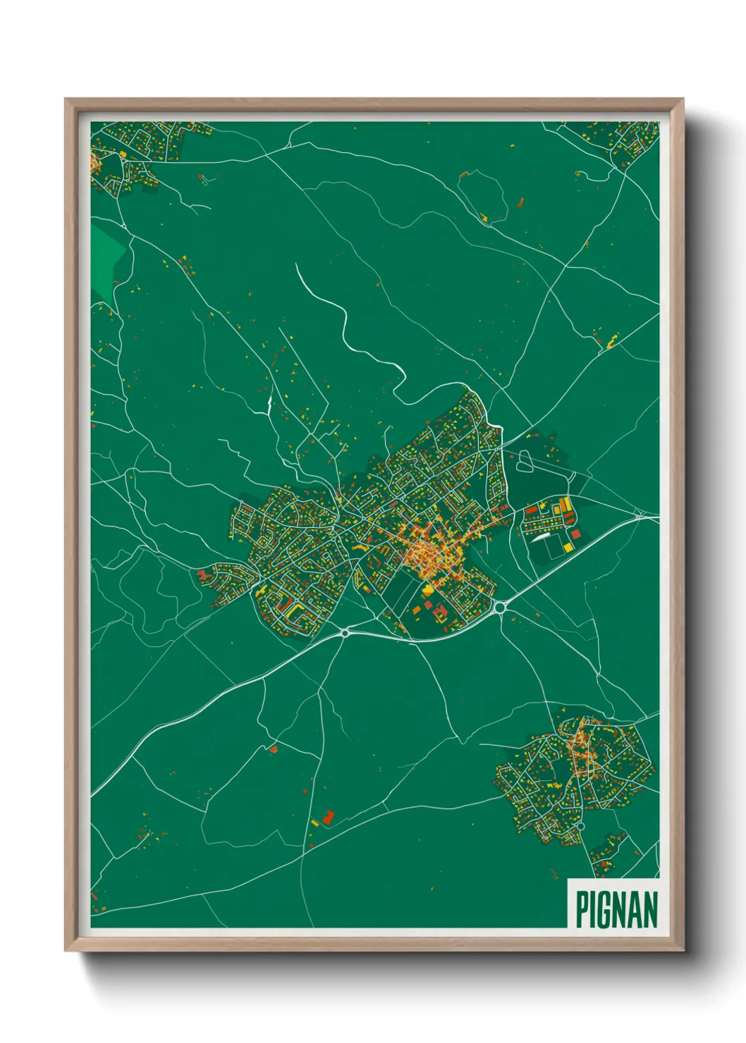 Une affiche de carte sur Pignan