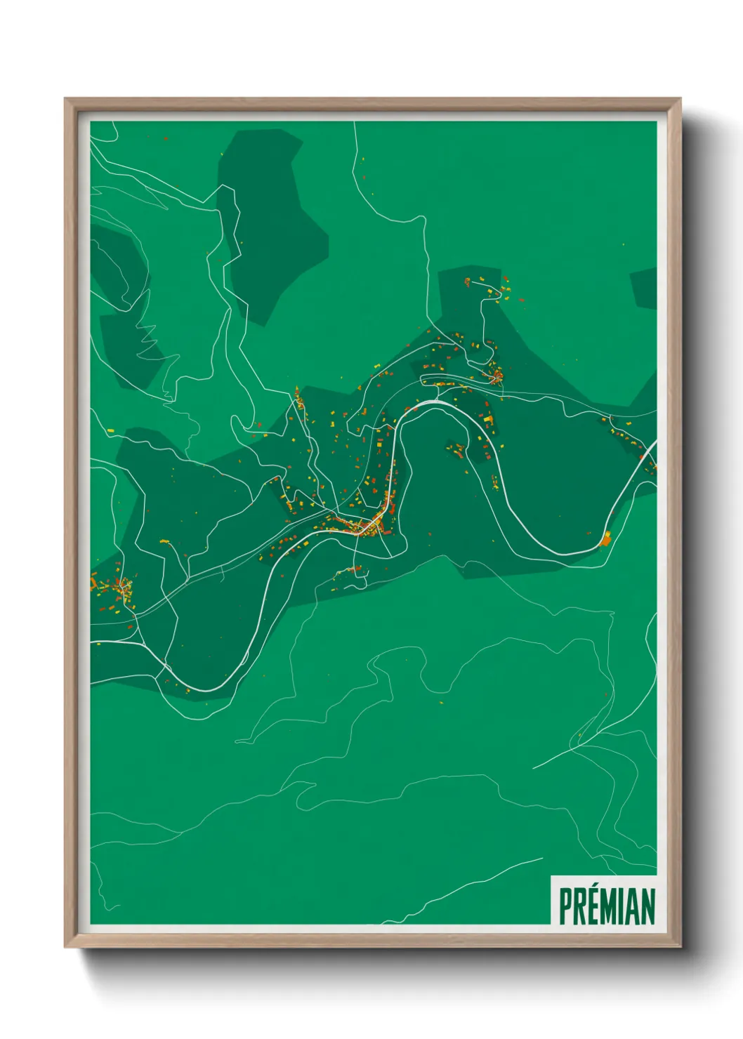 Une affiche de carte sur Prémian