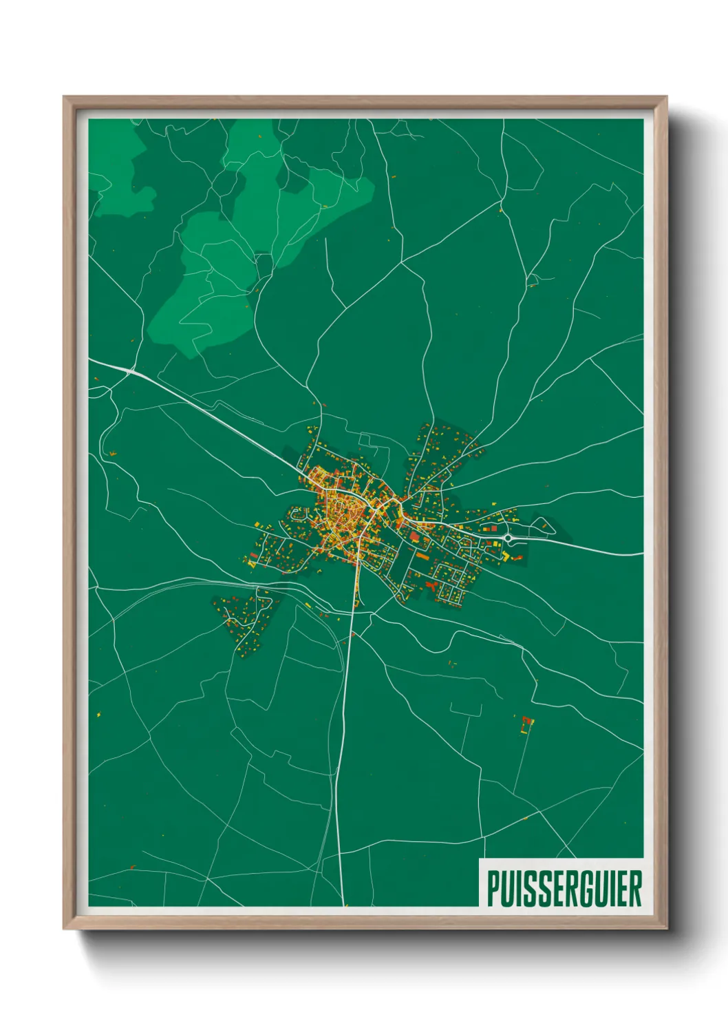 Une affiche de carte sur Puisserguier