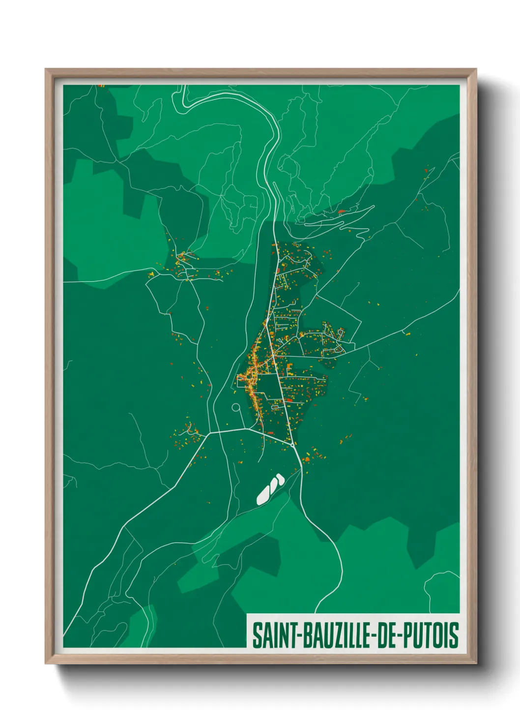Une affiche de carte sur Saint-Bauzille-de-Putois