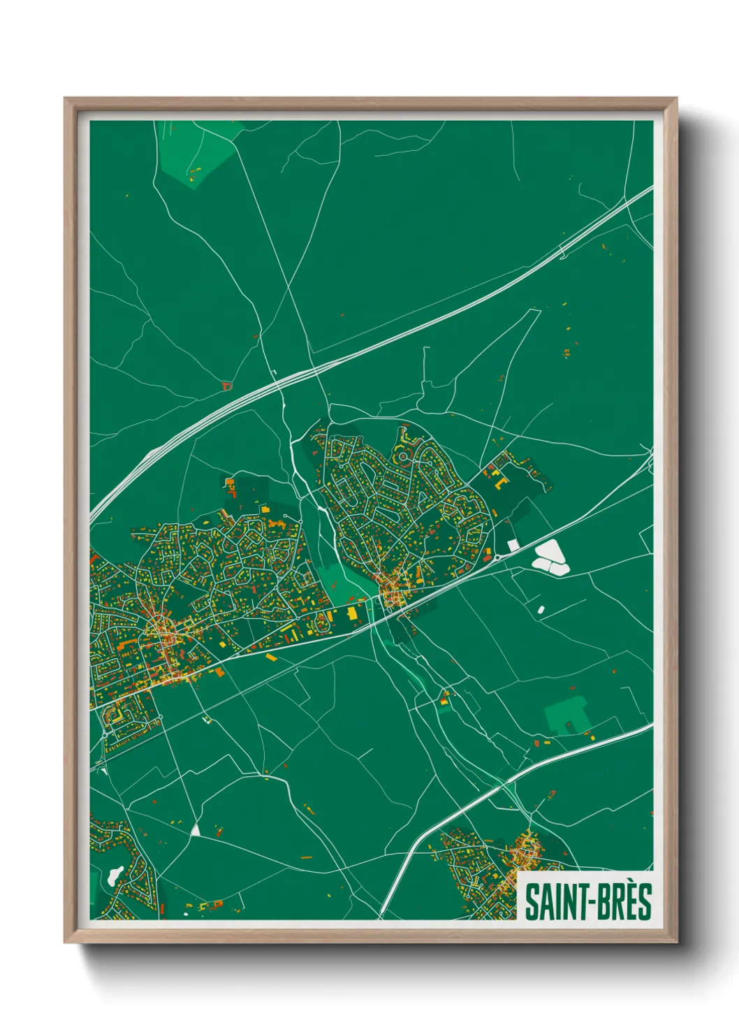 Une affiche de carte sur Saint-Brès