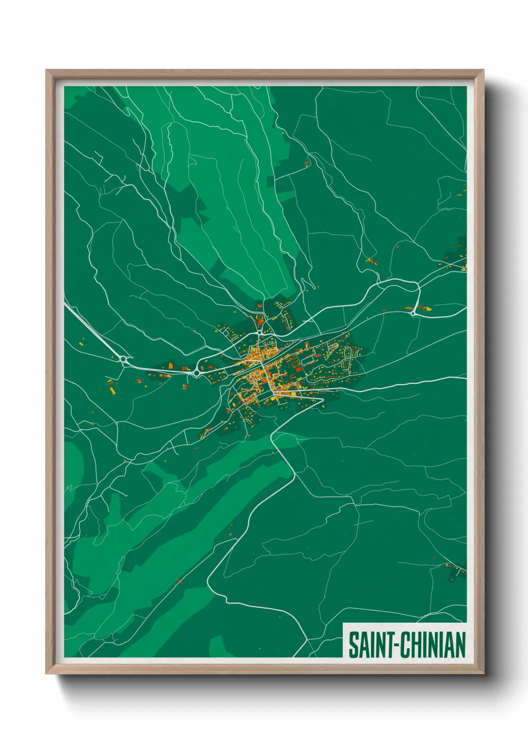 Une affiche de carte sur Saint-Chinian