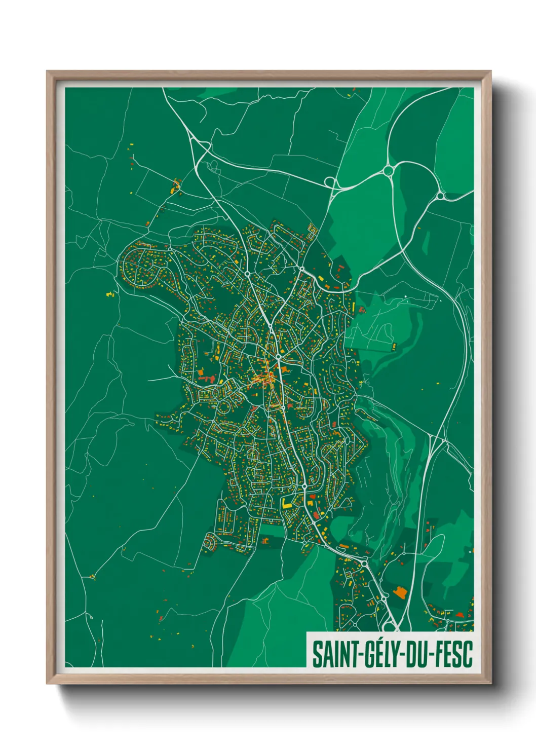 Une affiche de carte sur Saint-Gély-du-Fesc