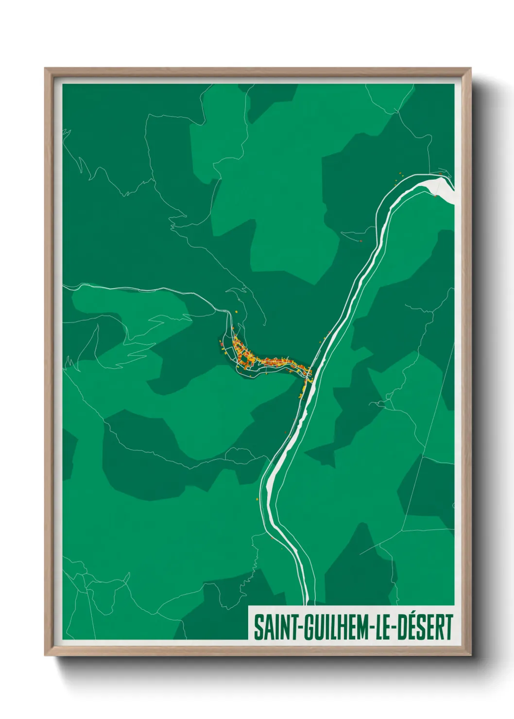 Une affiche de carte sur Saint-Guilhem-le-Désert