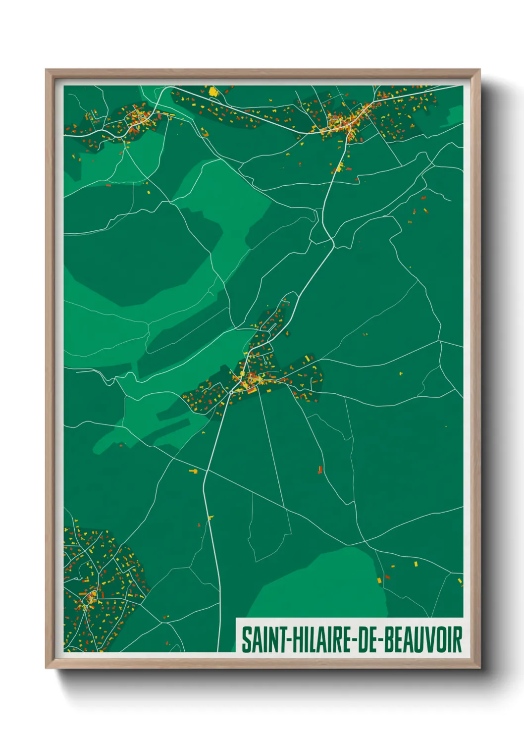 Une affiche de carte sur Saint-Hilaire-de-Beauvoir