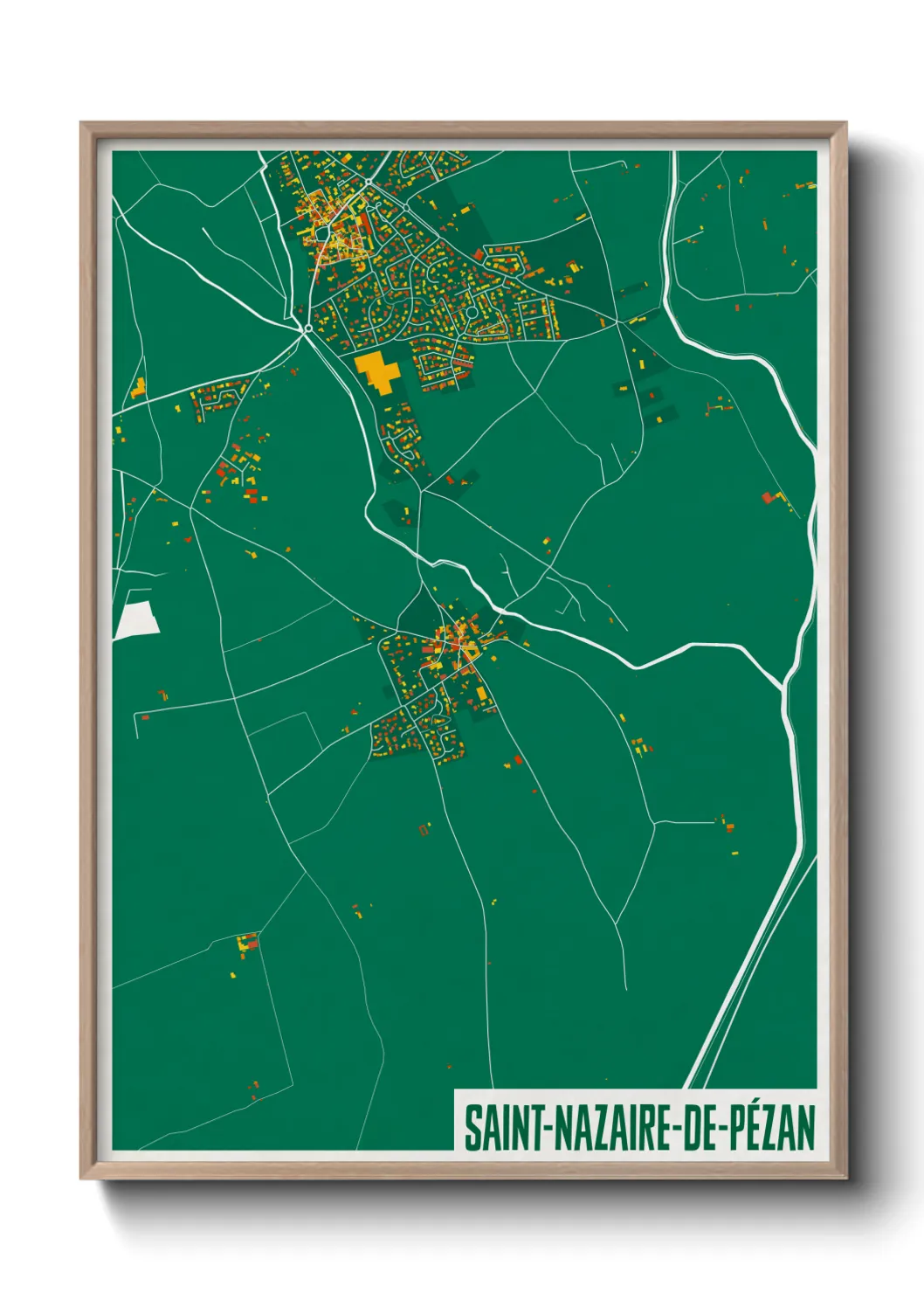 Une affiche de carte sur Saint-Nazaire-de-Pézan