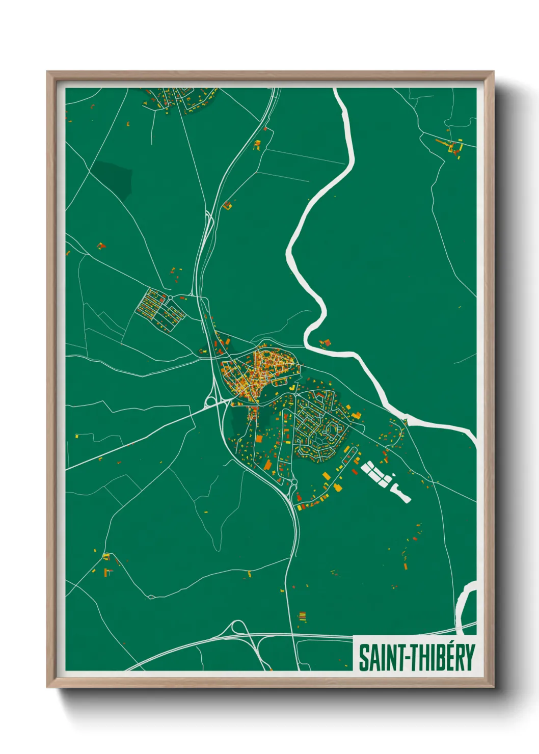 Une affiche de carte sur Saint-Thibéry