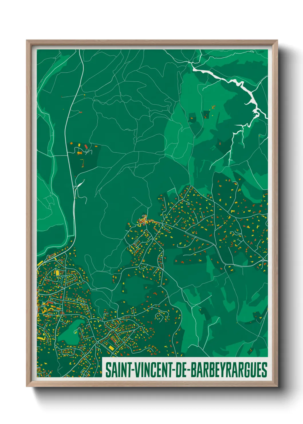 Une affiche de carte sur Saint-Vincent-de-Barbeyrargues