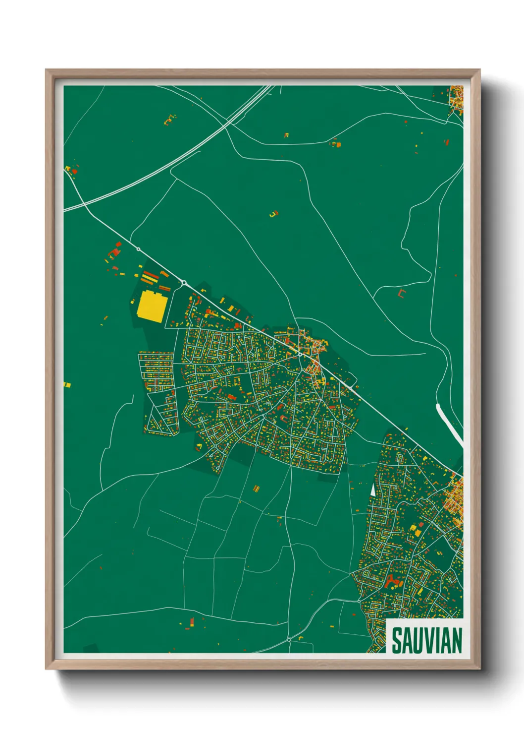 Une affiche de carte sur Sauvian