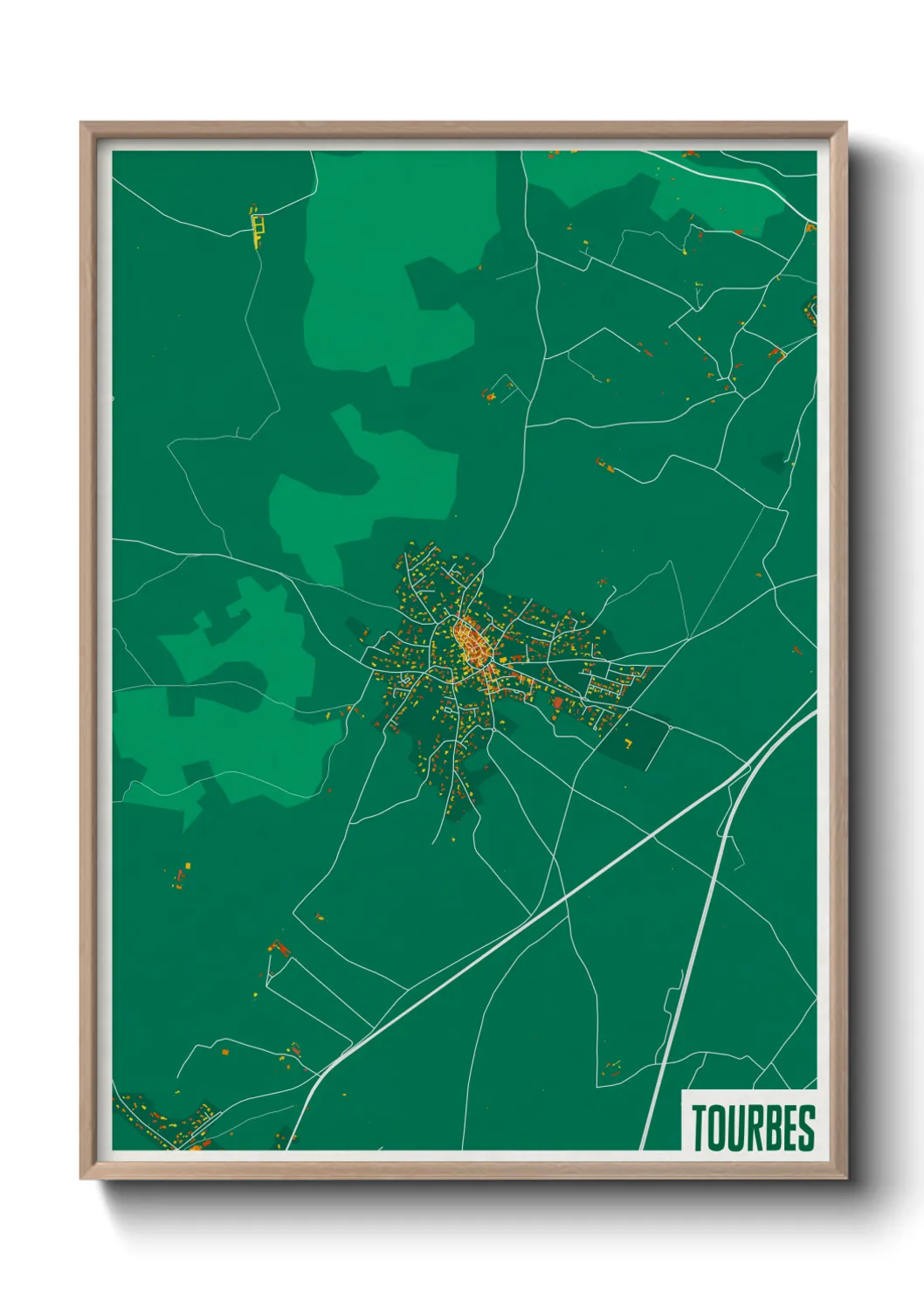Une affiche de carte sur Tourbes