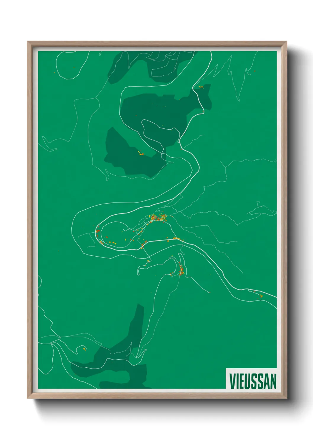 Une affiche de carte sur Vieussan