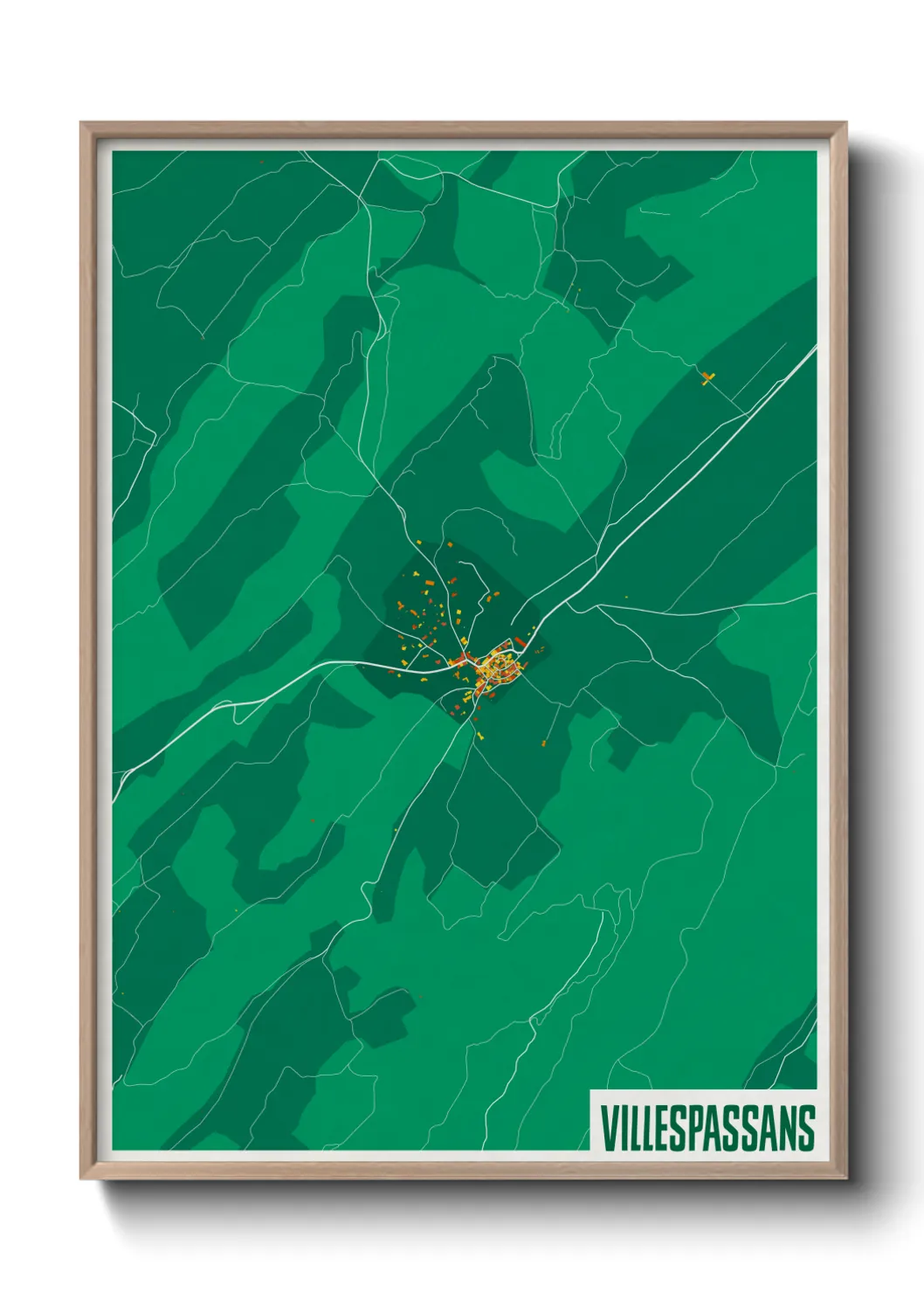 Une affiche de carte sur Villespassans