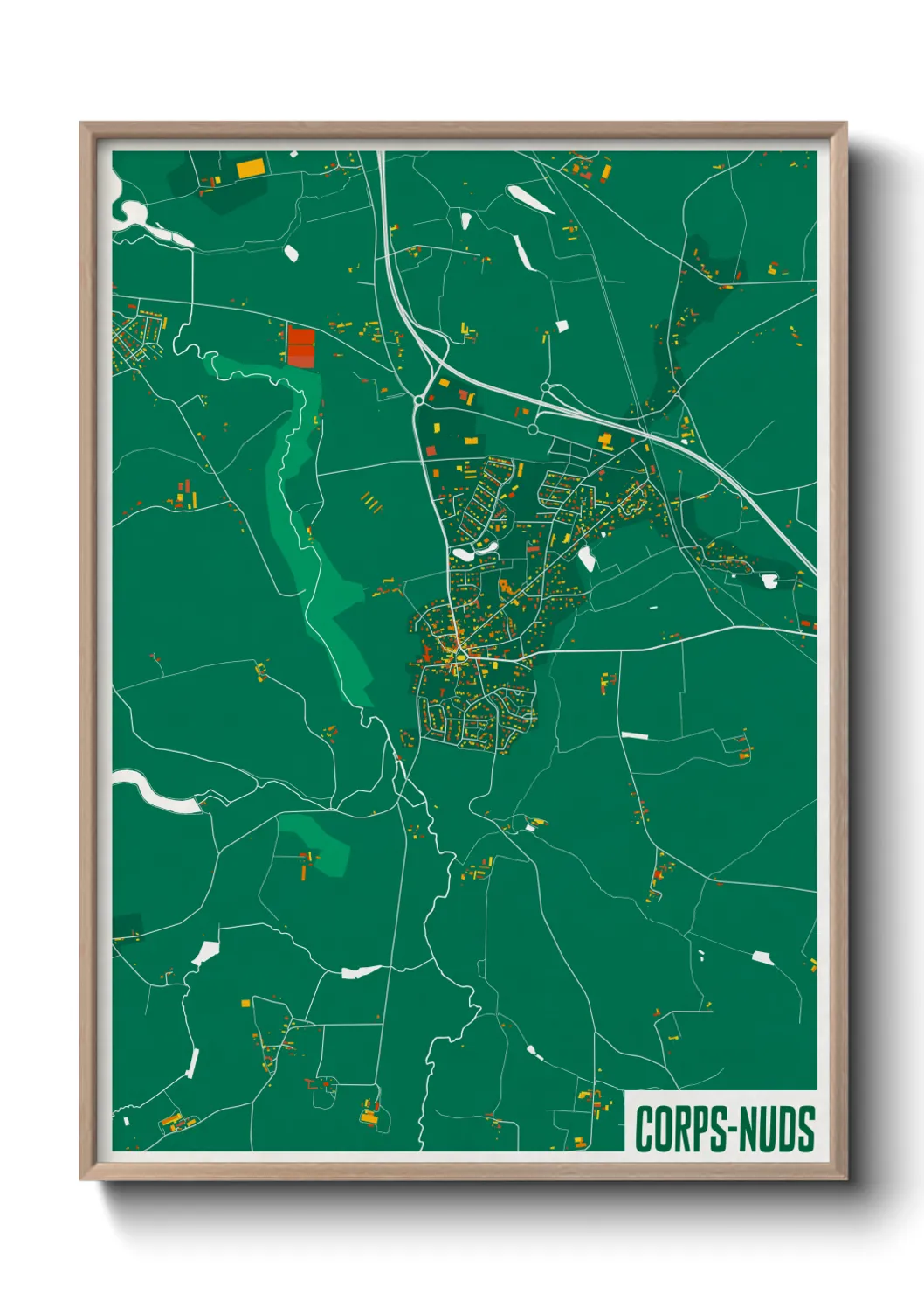 Une affiche de carte sur Corps-Nuds