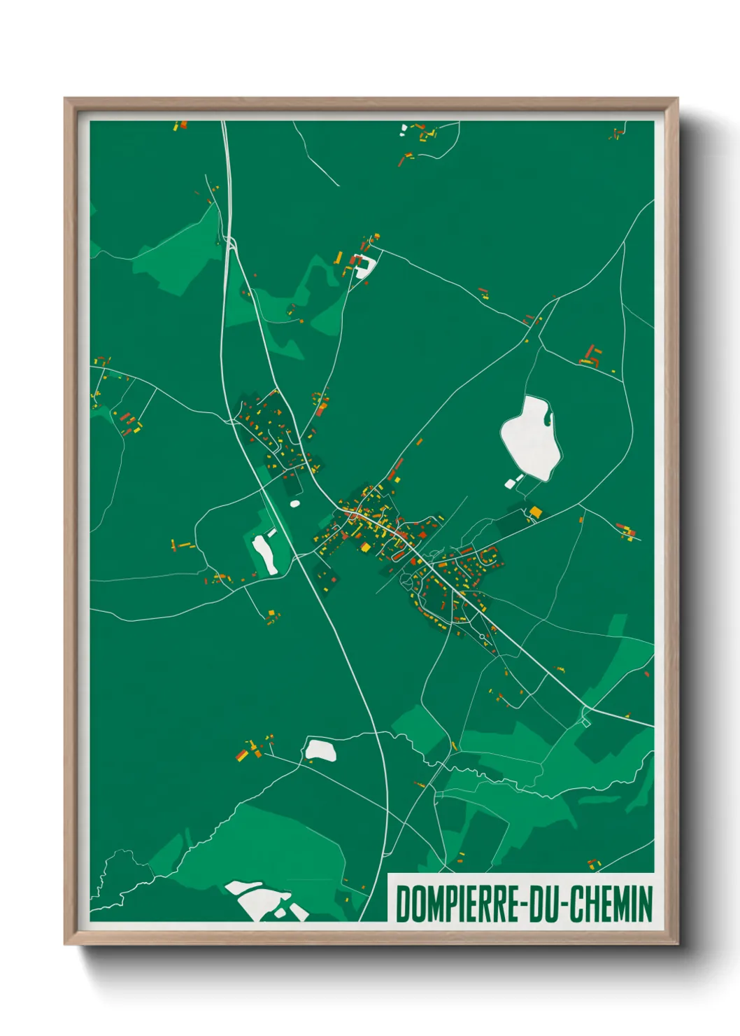 Une affiche de carte sur Dompierre-du-Chemin