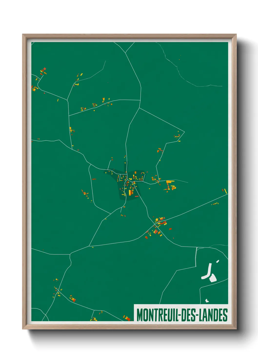 Une affiche de carte sur Montreuil-des-Landes