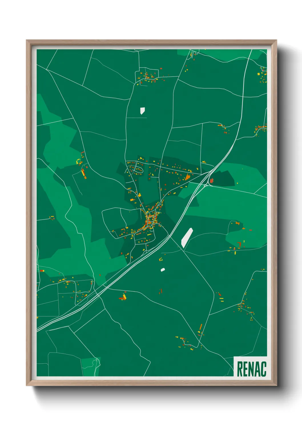 Une affiche de carte sur Renac