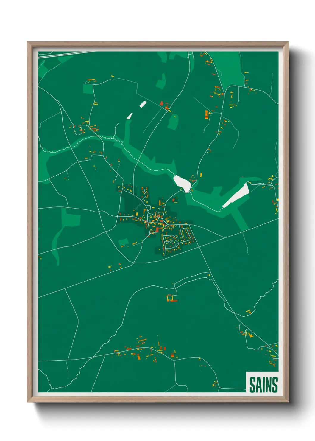 Une affiche de carte sur Sains