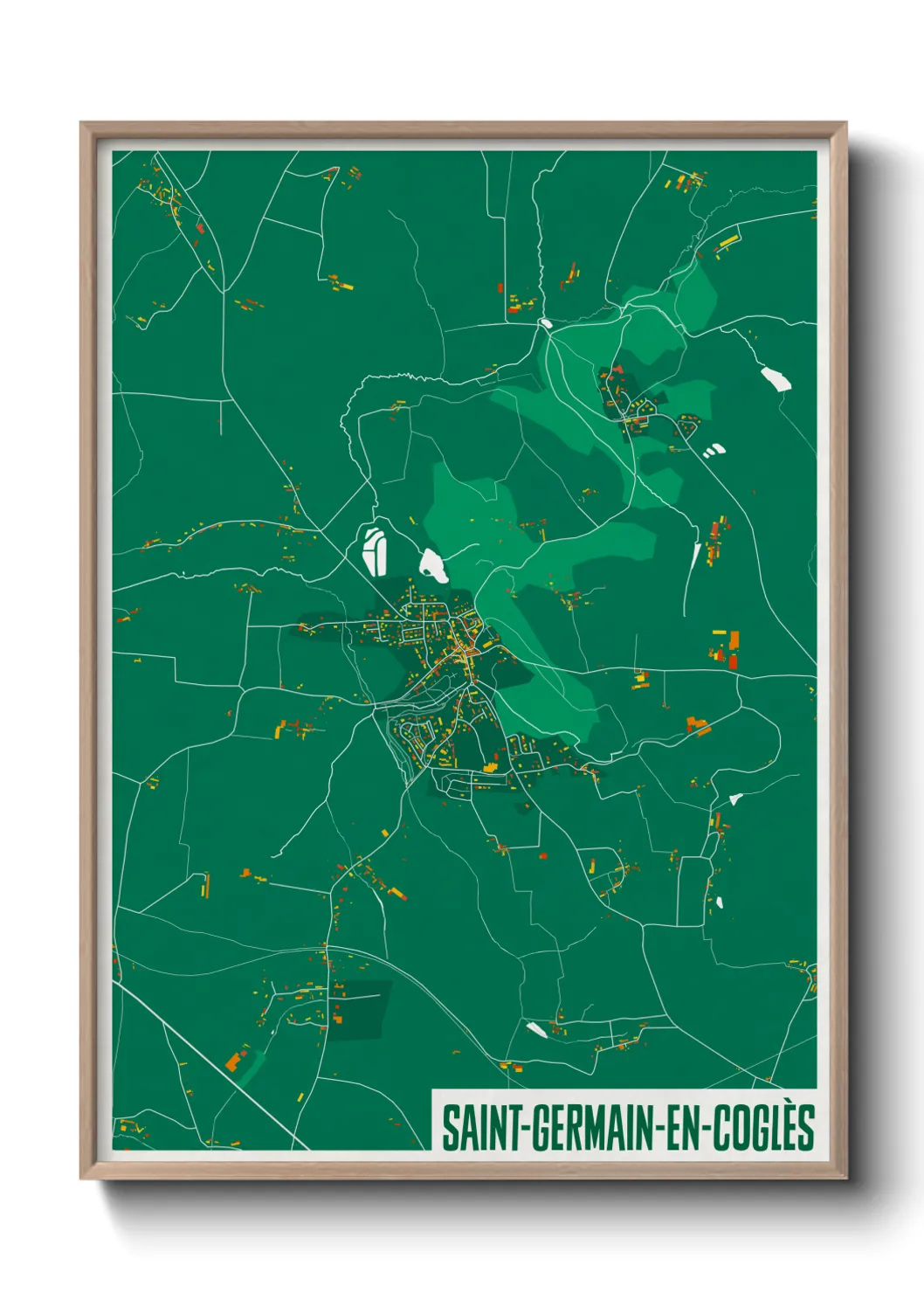 Une affiche de carte sur Saint-Germain-en-Coglès