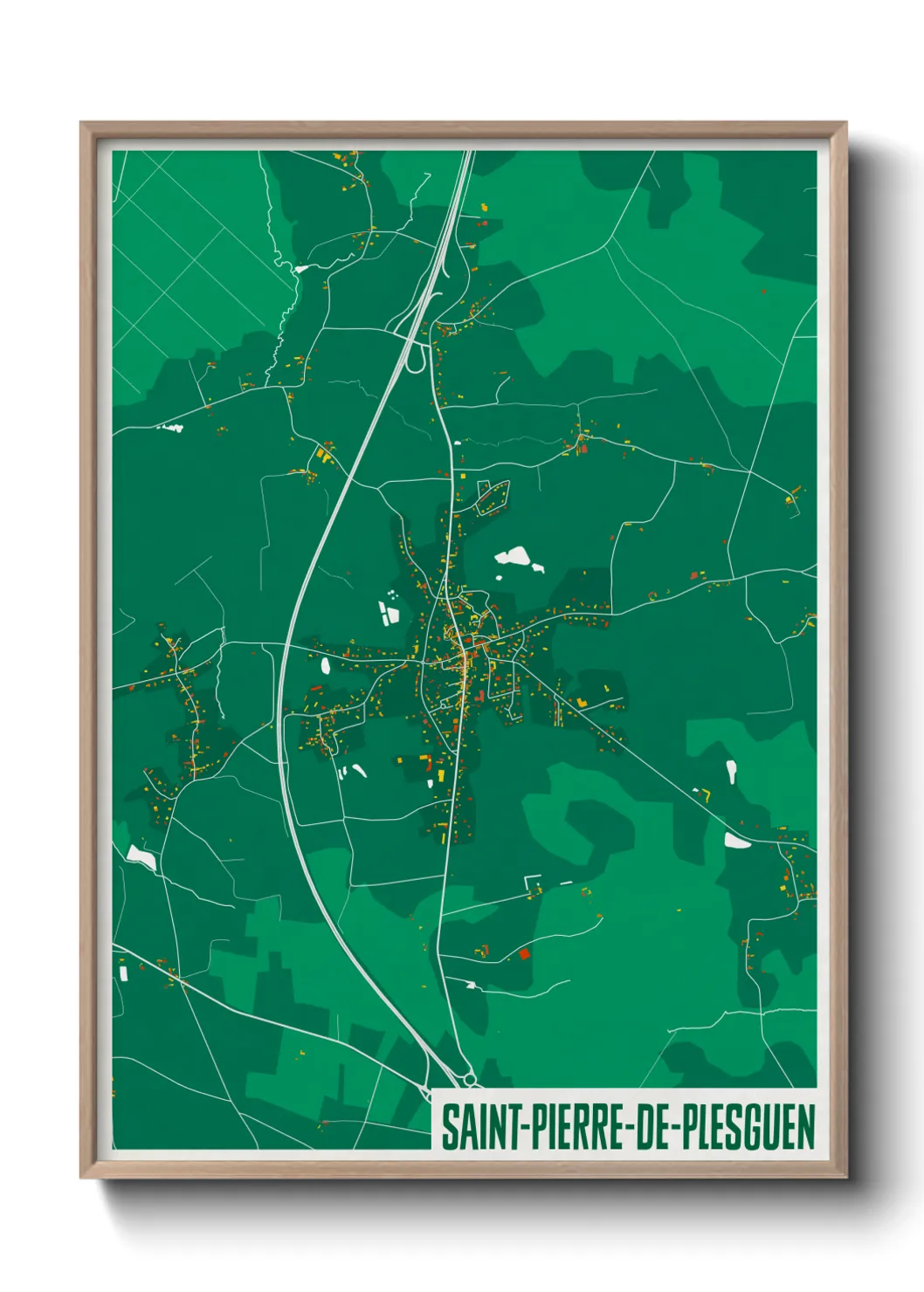 Une affiche de carte sur Saint-Pierre-de-Plesguen